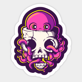 octopus and skull Sticker